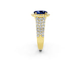 Yellow gold Oval Cut Halo Pavé Diamond Engagement Ring with Split Shank and Four-Prong Setting_2