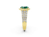 Yellow gold Oval Cut Halo Pavé Diamond Engagement Ring with Split Shank and Four-Prong Setting_2