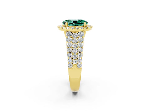 Yellow gold Oval Cut Halo Pavé Diamond Engagement Ring with Split Shank and Four-Prong Setting_2