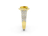 Yellow gold Oval Cut Halo Pavé Diamond Engagement Ring with Split Shank and Four-Prong Setting_2