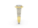 Yellow gold Oval Cut Halo Pavé Diamond Engagement Ring with Split Shank and Four-Prong Setting_2
