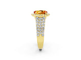 Yellow gold Oval Cut Halo Pavé Diamond Engagement Ring with Split Shank and Four-Prong Setting_2