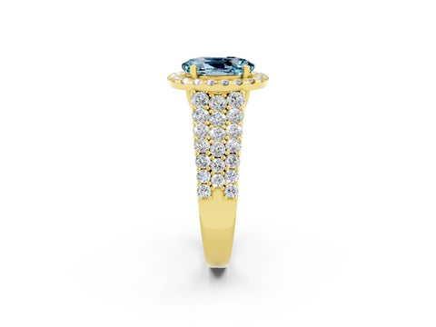 Yellow gold Oval Cut Halo Pavé Diamond Engagement Ring with Split Shank and Four-Prong Setting_2