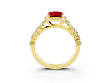 Yellow gold Oval Cut Halo Pavé Diamond Engagement Ring with Split Shank and Four-Prong Setting_3