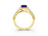 Yellow gold Oval Cut Halo Pavé Diamond Engagement Ring with Split Shank and Four-Prong Setting_3