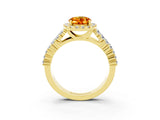 Yellow gold Oval Cut Halo Pavé Diamond Engagement Ring with Split Shank and Four-Prong Setting_3