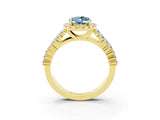 Yellow gold Oval Cut Halo Pavé Diamond Engagement Ring with Split Shank and Four-Prong Setting_3