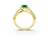 Yellow gold Oval Cut Halo Pavé Diamond Engagement Ring with Split Shank and Four-Prong Setting_3
