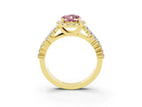 Yellow gold Oval Cut Halo Pavé Diamond Engagement Ring with Split Shank and Four-Prong Setting_3