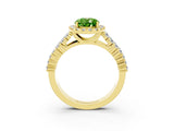 Yellow gold Oval Cut Halo Pavé Diamond Engagement Ring with Split Shank and Four-Prong Setting_3