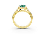 Yellow gold Oval Cut Halo Pavé Diamond Engagement Ring with Split Shank and Four-Prong Setting_3