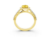 Yellow gold Oval Cut Halo Pavé Diamond Engagement Ring with Split Shank and Four-Prong Setting_3