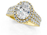 Yellow gold Oval Cut Halo Pavé Diamond Engagement Ring with Split Shank and Four-Prong Setting_4