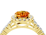 Yellow gold Oval Cut Halo Pavé Diamond Engagement Ring with Split Shank and Four-Prong Setting_4