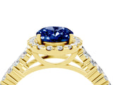 Yellow gold Oval Cut Halo Pavé Diamond Engagement Ring with Split Shank and Four-Prong Setting_4