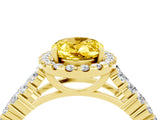 Yellow gold Oval Cut Halo Pavé Diamond Engagement Ring with Split Shank and Four-Prong Setting_4