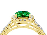 Yellow gold Oval Cut Halo Pavé Diamond Engagement Ring with Split Shank and Four-Prong Setting_4