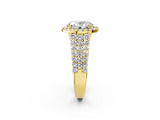 Yellow gold Oval Cut Halo Pavé Diamond Engagement Ring with Split Shank and Four-Prong Setting_5
