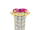 Yellow gold Oval Cut Halo Pavé Diamond Engagement Ring with Split Shank and Four-Prong Setting_5