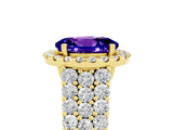 Yellow gold Oval Cut Halo Pavé Diamond Engagement Ring with Split Shank and Four-Prong Setting_5