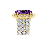 Yellow gold Oval Cut Halo Pavé Diamond Engagement Ring with Split Shank and Four-Prong Setting_5