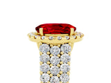 Yellow gold Oval Cut Halo Pavé Diamond Engagement Ring with Split Shank and Four-Prong Setting_5