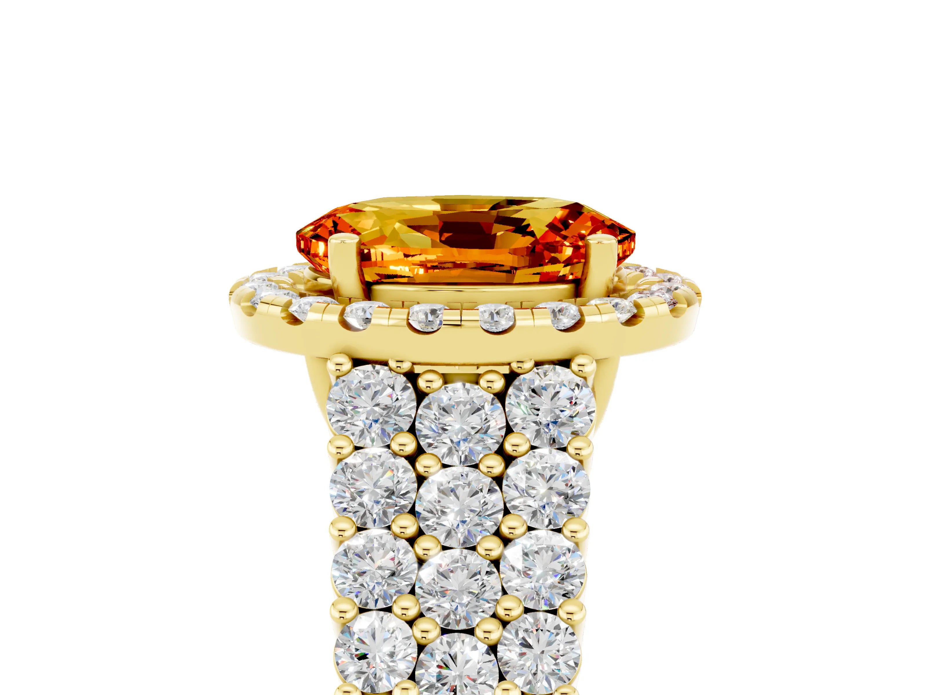 Yellow gold Oval Cut Halo Pavé Diamond Engagement Ring with Split Shank and Four-Prong Setting_5