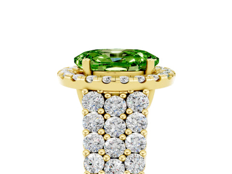 Yellow gold Oval Cut Halo Pavé Diamond Engagement Ring with Split Shank and Four-Prong Setting_5