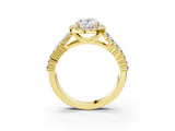 Yellow gold Oval Cut Halo Pavé Diamond Engagement Ring with Split Shank and Four-Prong Setting_6