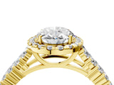 Yellow gold Oval Cut Halo Pavé Diamond Engagement Ring with Split Shank and Four-Prong Setting_7