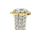 Yellow gold Oval Cut Halo Pavé Diamond Engagement Ring with Split Shank and Four-Prong Setting_8