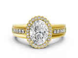 Yellow gold Oval Cut Halo Pave Band Four-Prong Ring_61