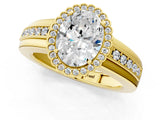 Yellow gold Oval Cut Halo Pave Band Four-Prong Ring_62