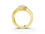 Yellow gold Oval Cut Halo Pave Band Four-Prong Ring_64