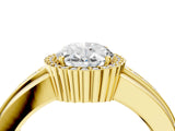 Yellow gold Oval Cut Halo Pave Band Four-Prong Ring_65