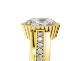 Yellow gold Oval Cut Halo Pave Band Four-Prong Ring_66