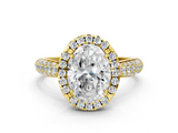 Yellow gold Oval Cut Halo Pave Band Four-Prong Setting Ring_37