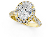 Yellow gold Oval Cut Halo Pave Band Four-Prong Setting Ring_38