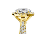 Yellow gold Oval Cut Halo Pave Band Four-Prong Setting Ring_42
