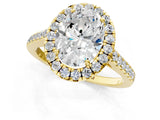 Yellow gold Oval Cut Halo Pave Diamond Engagement Ring with Four-Prong Setting_4