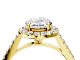 Yellow gold Oval Cut Halo Pave Diamond Engagement Ring with Four-Prong Setting_7