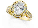 Yellow gold Oval Cut Halo Pave Split Shank Prong Setting Ring_32