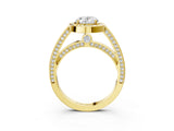 Yellow gold Oval Cut Halo Pave Split Shank Prong Setting Ring_34