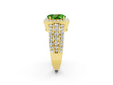 Yellow gold Oval Cut Halo Peridot Ring with Split Shank and Four-Prong Setting_2
