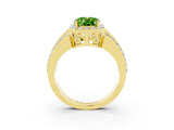 Yellow gold Oval Cut Halo Peridot Ring with Split Shank and Four-Prong Setting_3