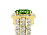 Yellow gold Oval Cut Halo Peridot Ring with Split Shank and Four-Prong Setting_5