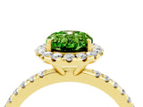 Yellow gold Oval Cut Halo Round Diamond Pavé Band Four-Prong Ring_4