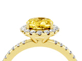Yellow gold Oval Cut Halo Round Diamond Pavé Band Four-Prong Ring_4