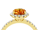 Yellow gold Oval Cut Halo Round Diamond Pavé Band Four-Prong Ring_4