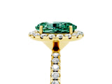 Yellow gold Oval Cut Halo Round Diamond Pavé Band Four-Prong Ring_5